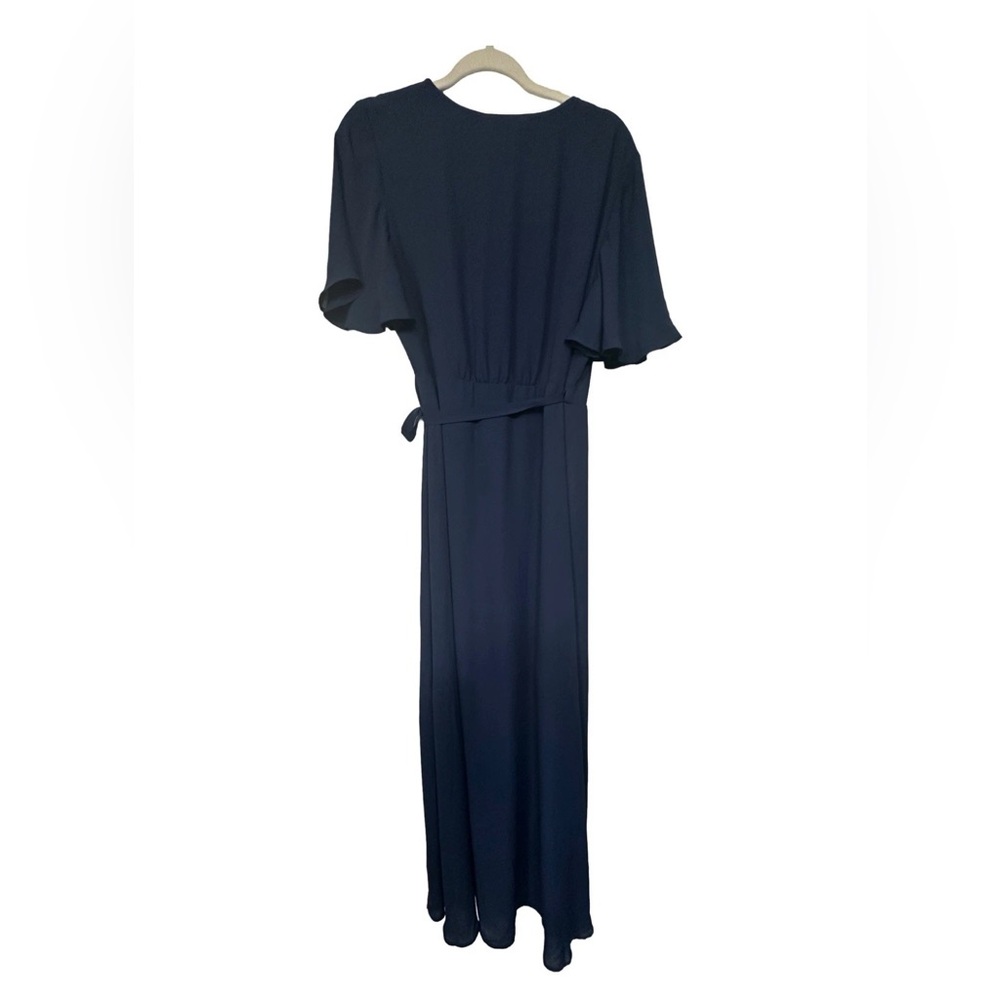 Show Me Your Mumu Womens Blue V-Neck Fluttered-Sleeve Marianne Wrap Dress XL - Picture 3 of 5